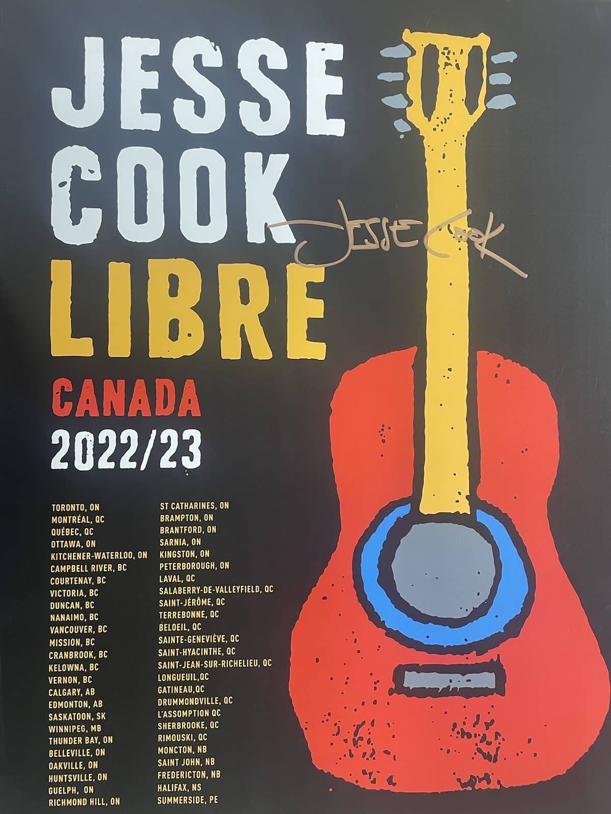 Jesse Cook LIBRE Canadian Tour Poster [Autographed]